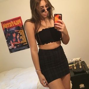 Blue green plaid checkered skirt brandy Melville